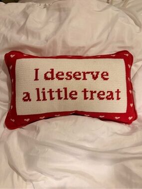 I Deserve a Little Treat Red Decorative Pillow by